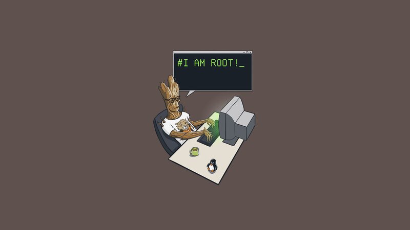 Groot at Computer — Brown