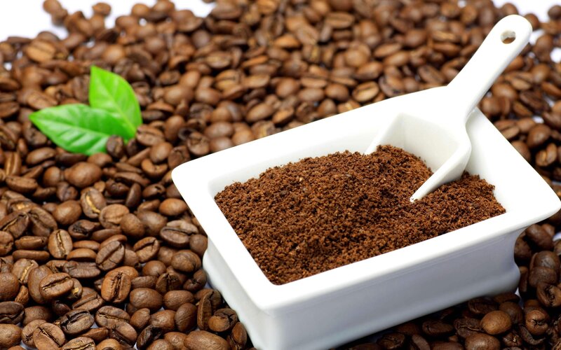 Ground Coffee in Bowl — Brown, Calm, Photograph