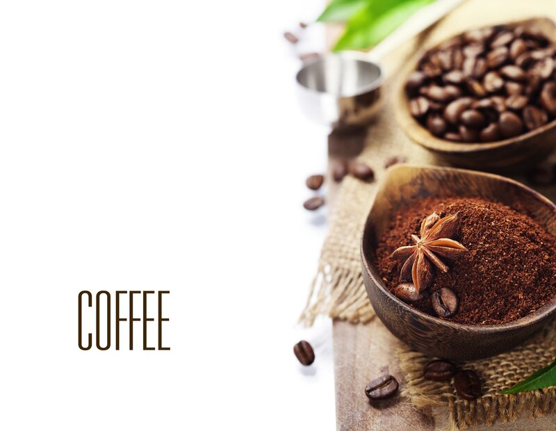 Ground Coffee in Bowl — Brown