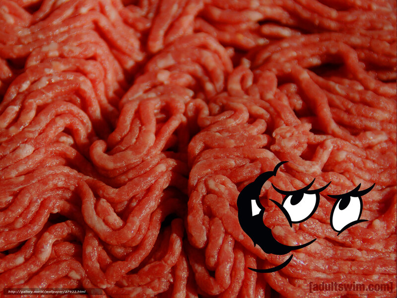 ground meat with cartoon face