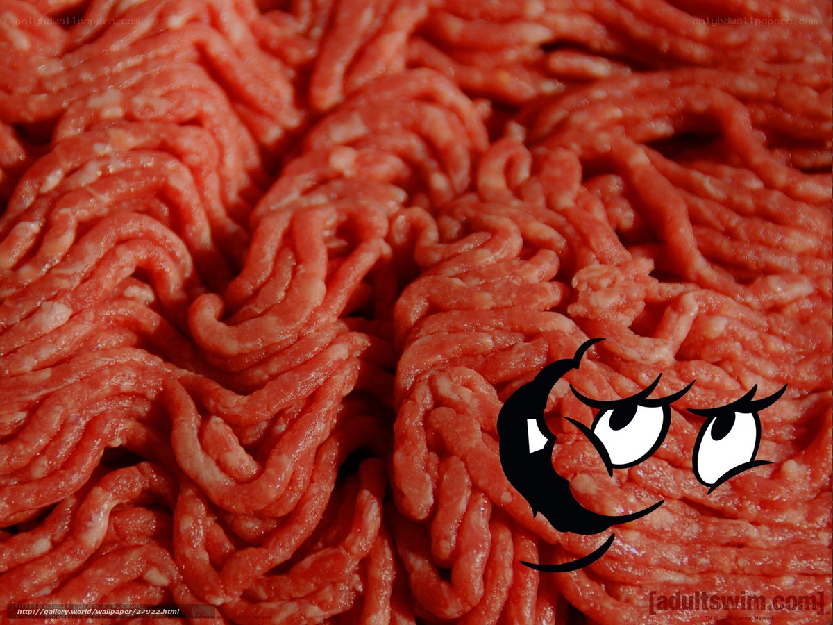 ground meat with cartoon face
