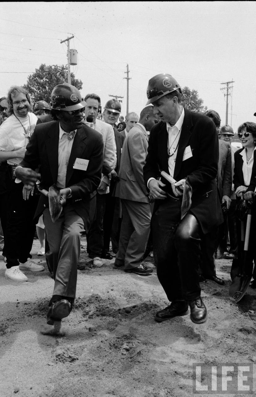 Groundbreaking ceremony with shovels