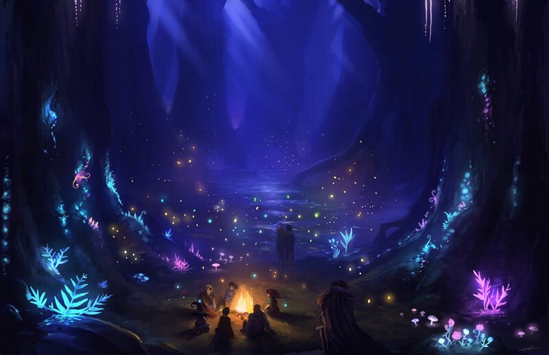 Group Around Campfire