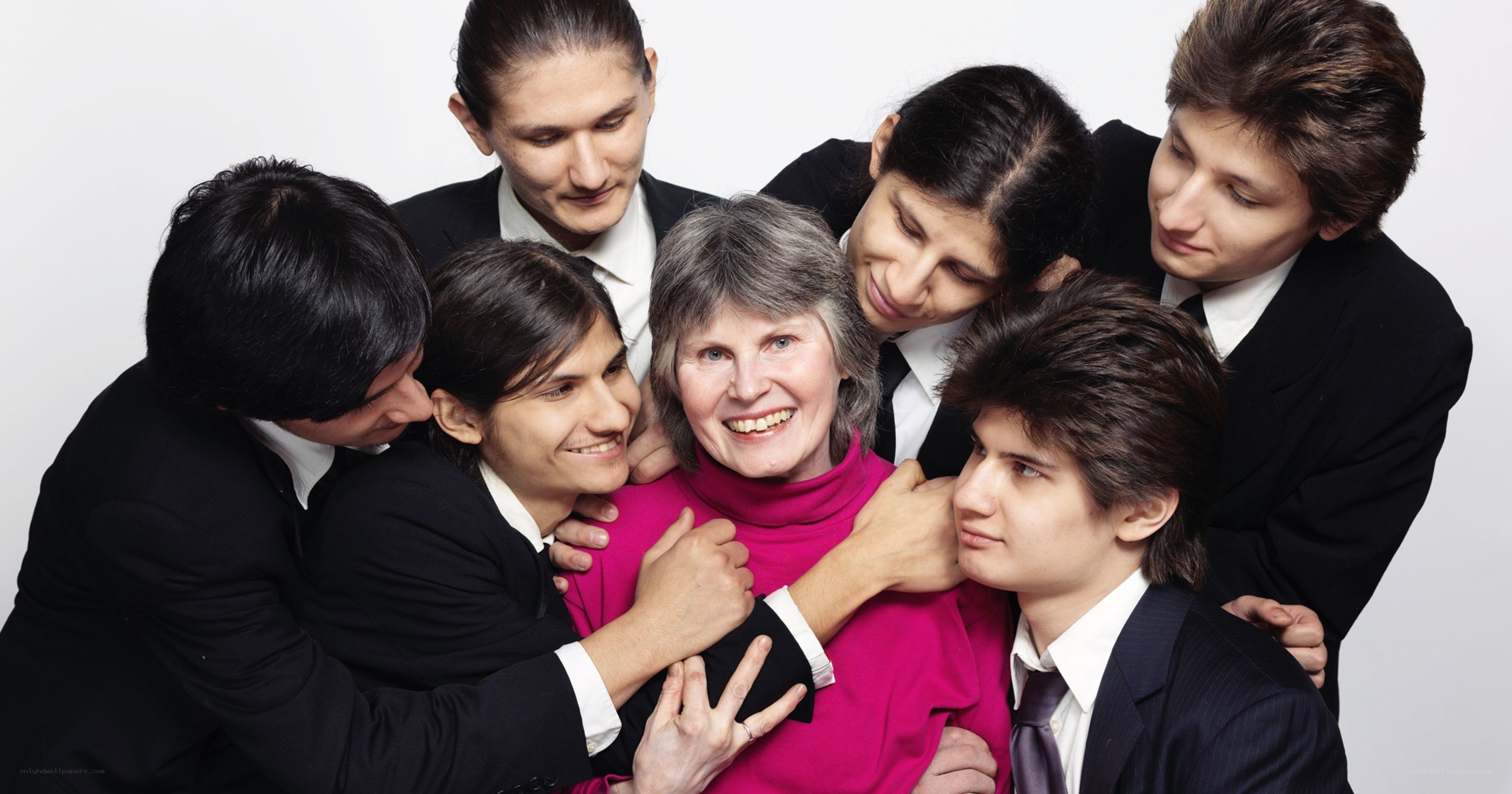 group hugging woman