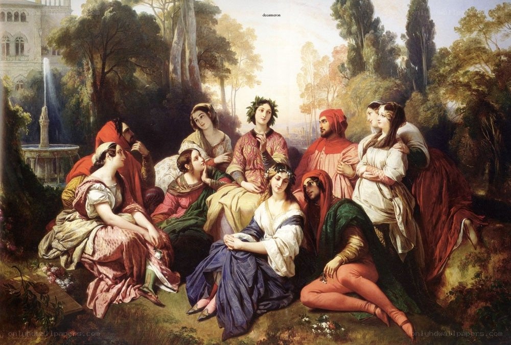 Group in a garden scene