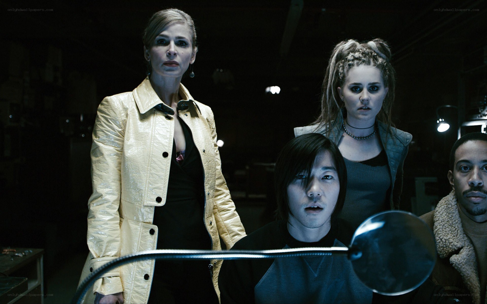 group in dimly lit room