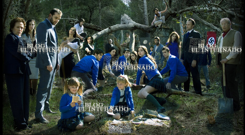 Group in forest with symbolic items