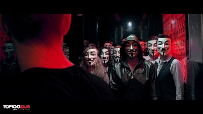 Group in Guy Fawkes masks