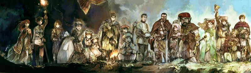 Group of adventurers by a campfire