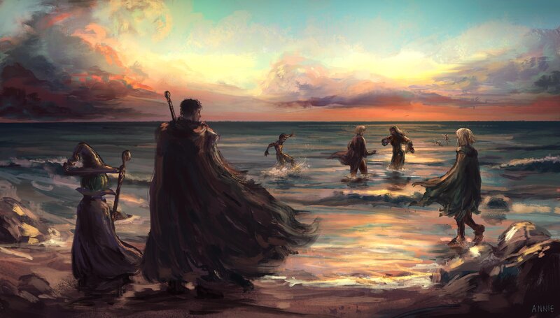 Group of Adventurers on Beach