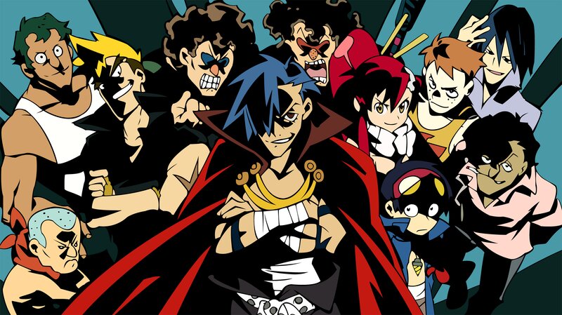 Group of Animated Characters — Black, Dramatic, Anime, Action