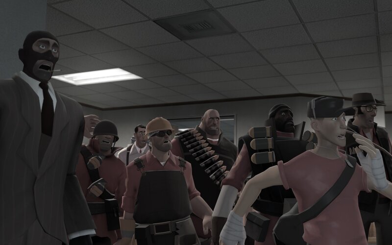 Group of Animated Characters — Gray, Tense