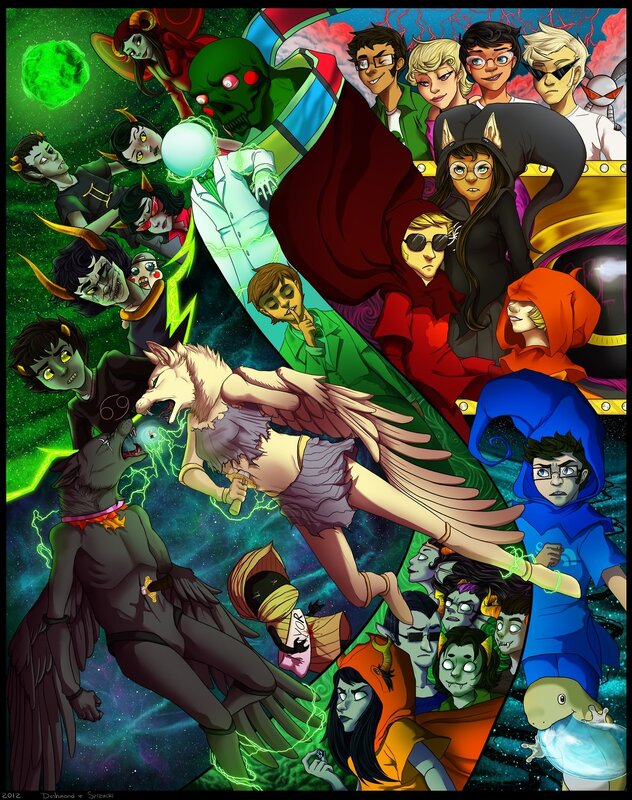 Group of Animated Characters — Green, Chaotic, Night