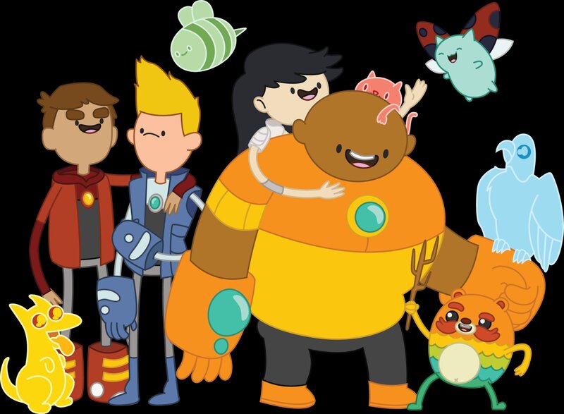 Group of Animated Characters — Orange, Playful