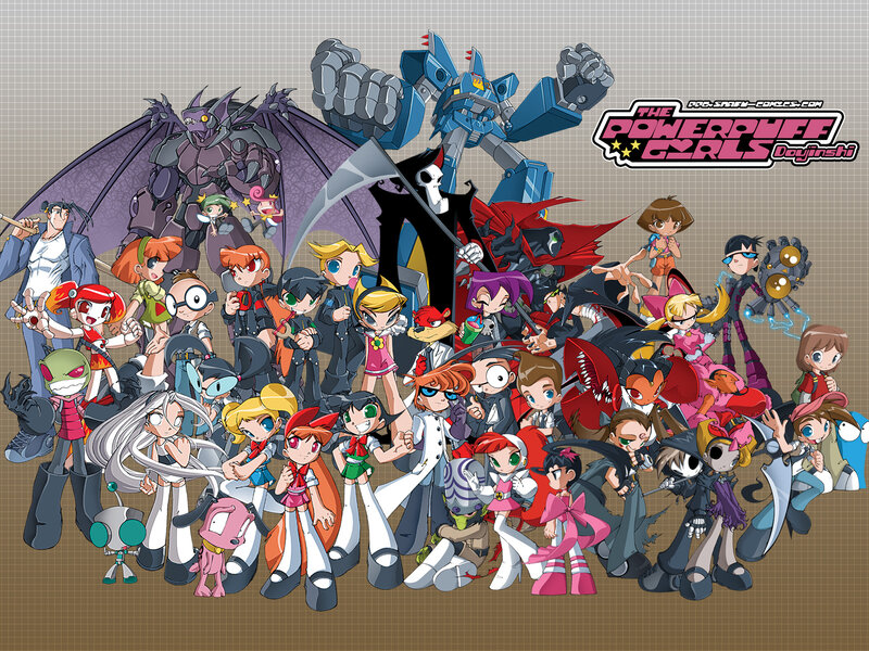 Group of Animated Characters — Pink, Chaotic
