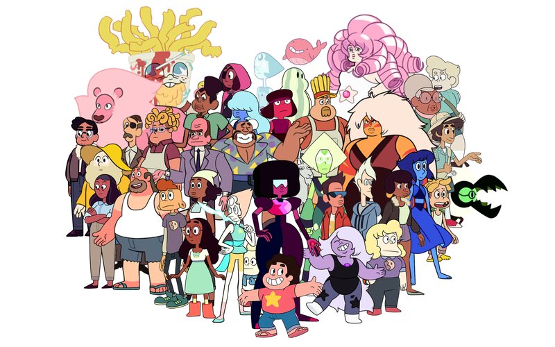 Group of Animated Characters — Pink, Playful, Anime, Cartoon