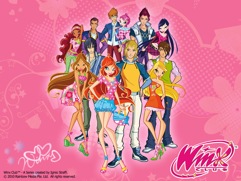 Group of Animated Characters — Pink, Playful