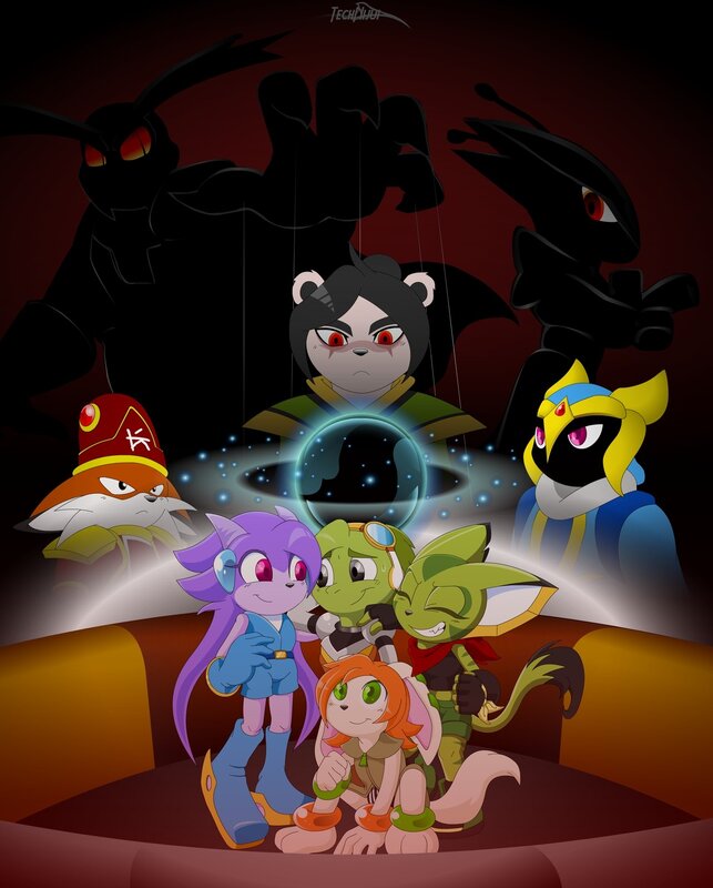 Group of Animated Characters — Purple, Dramatic, Night