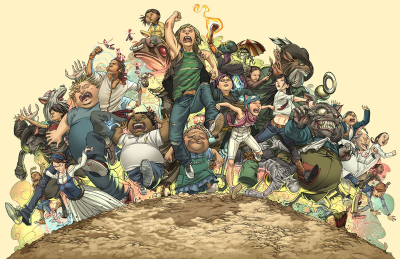 group of animated characters