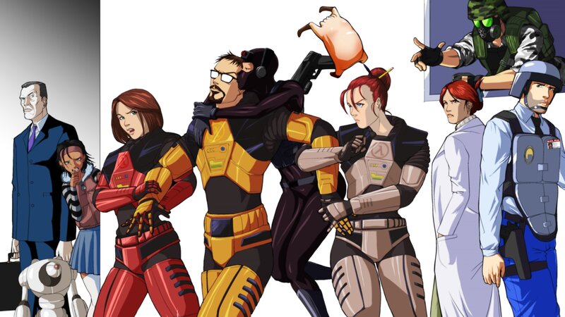 Group of Animated Characters — White, Dramatic