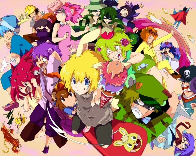 Group of Animated Characters — Yellow, Chaotic
