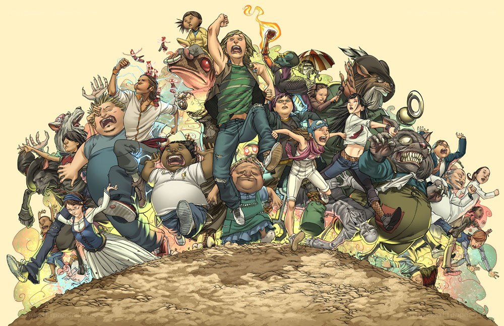 group of animated characters
