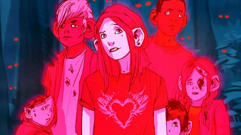 Group of Animated Children — Red