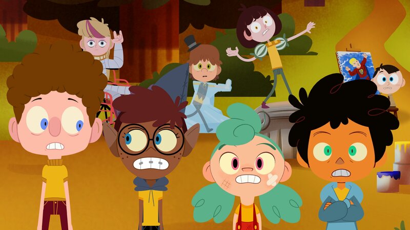 Group of Animated Children — Yellow, Dramatic