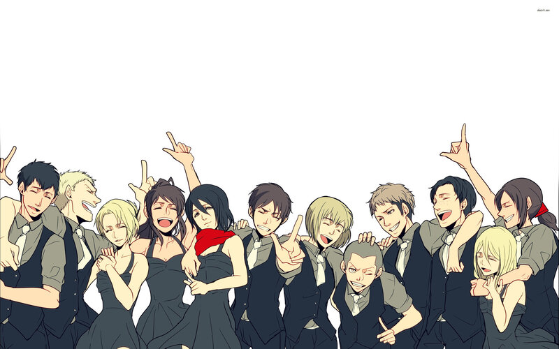Group of Anime Characters — Black, Celebratory