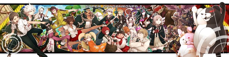 Group of Anime Characters — Black, Chaotic, Bear Mascot
