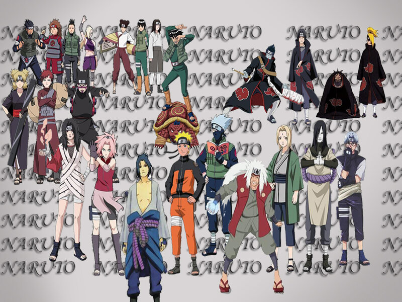 Group of Anime Characters — Black, Dramatic, Akatsuki Cloak