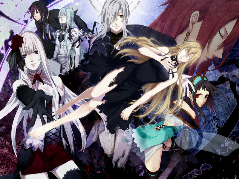 Group of Anime Characters — Black, Dramatic, Anime Art