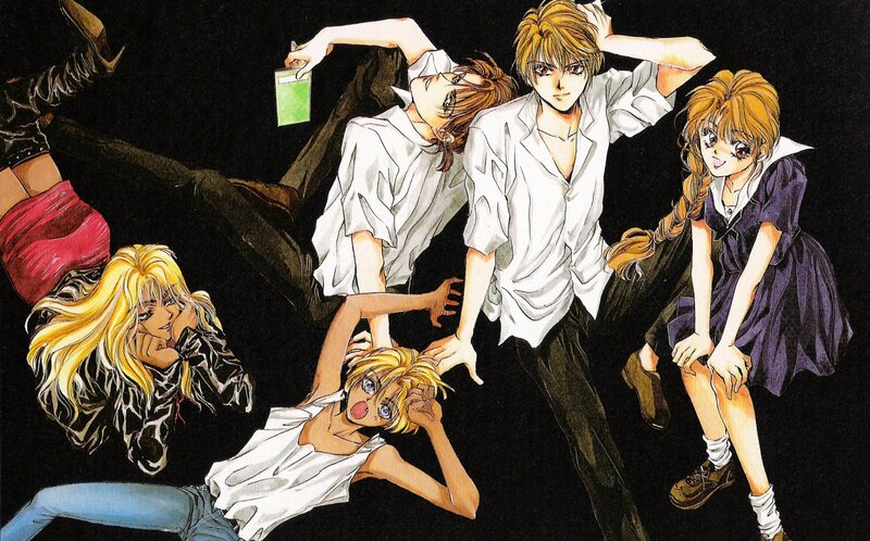 Group of Anime Characters — Black, Dramatic, Manga, Anime Art, White Shirts