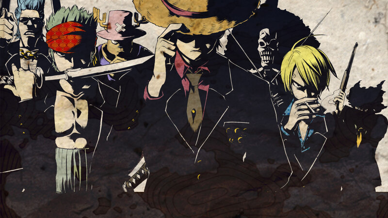 Group of Anime Characters — Black, Dramatic, Manga, Swords, Hat