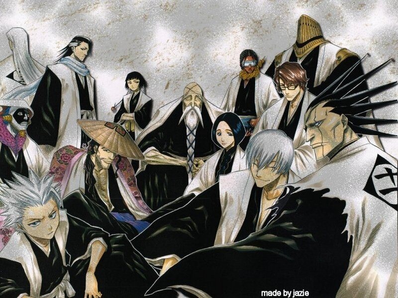 Group of Anime Characters — Black, Dramatic, Manga, Swords, White, Gray