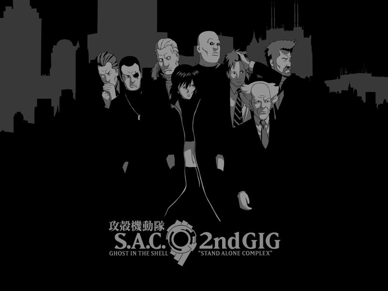 Group of Anime Characters — Black, Dramatic, Night, City Skyline