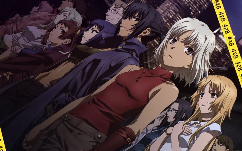 Group of Anime Characters — Black, Dramatic, Night, Cityscape