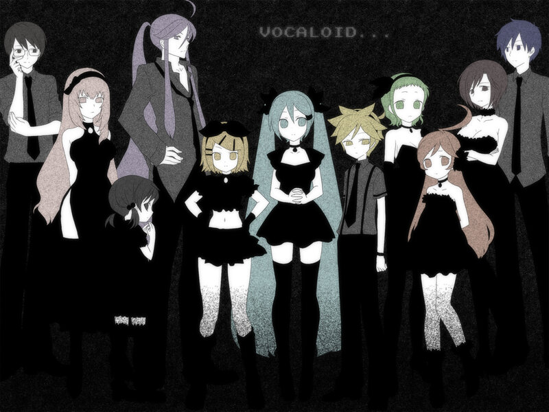 Group of Anime Characters — Black, Dramatic, Night, Digital Art