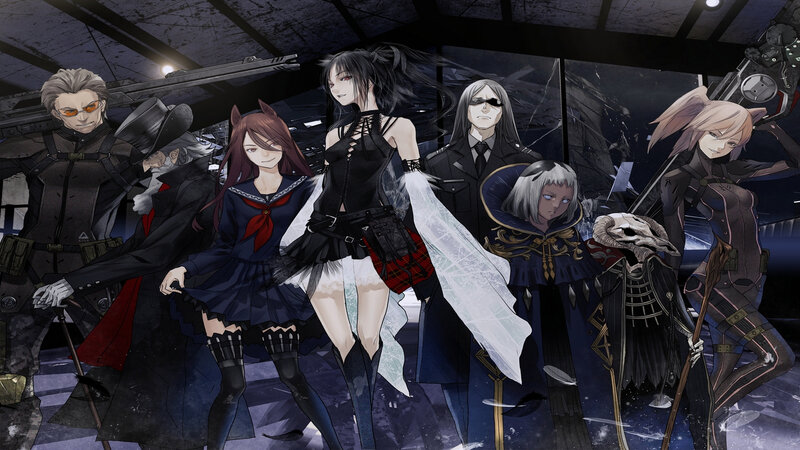 Group of Anime Characters — Black, Dramatic, Night, Weapons
