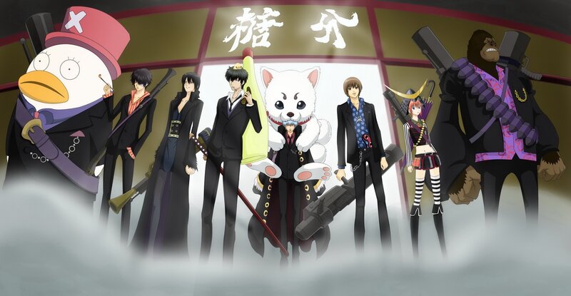 Group of Anime Characters — Black, Dramatic, Penguin, Dog