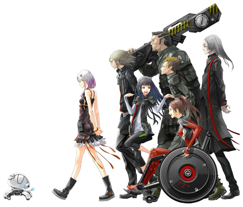 Group of Anime Characters — Black, Dramatic, Robot