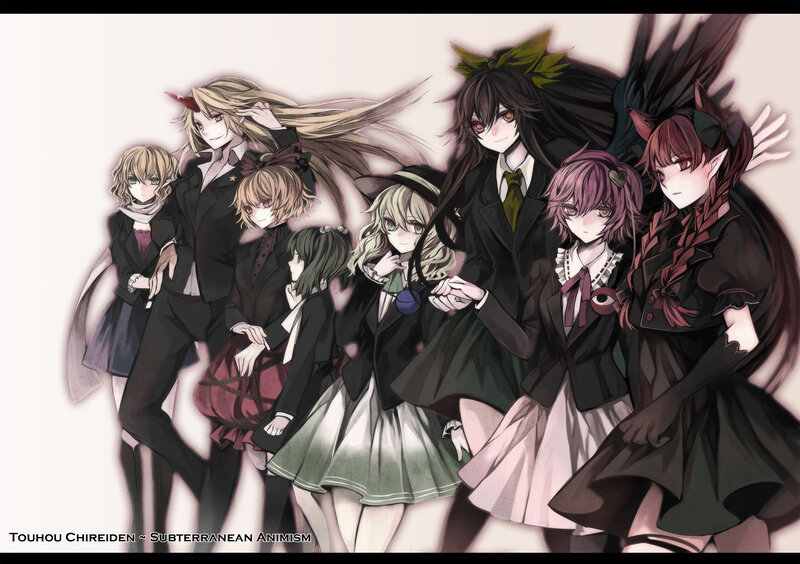 Group of Anime Characters — Black, Dramatic, School Uniforms