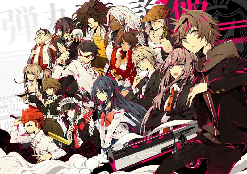 Group of Anime Characters — Black, Dramatic, School Uniforms, Weapons