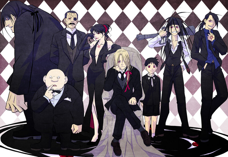 Group of Anime Characters — Black, Dramatic, Suits, Tuxedos