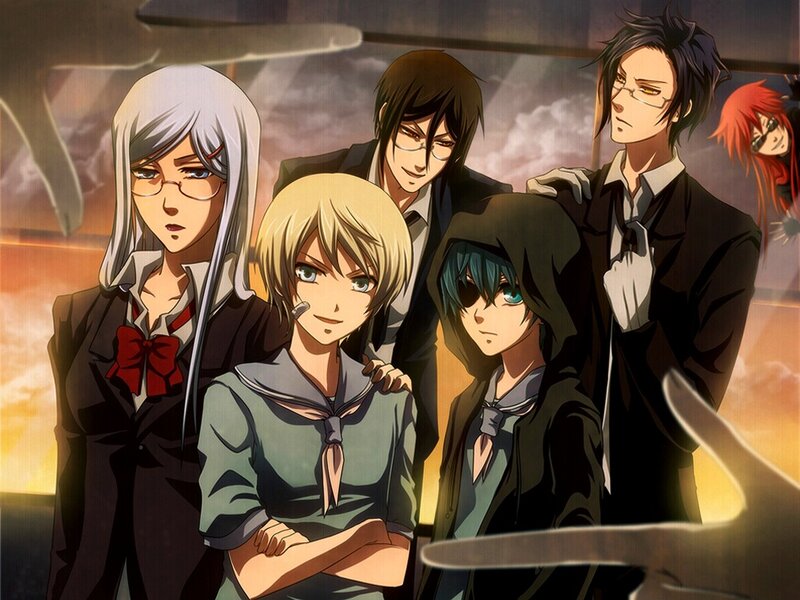 Group of Anime Characters — Black, Dramatic, Sunset