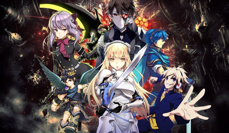 Group of Anime Characters — Black, Dramatic, Sword