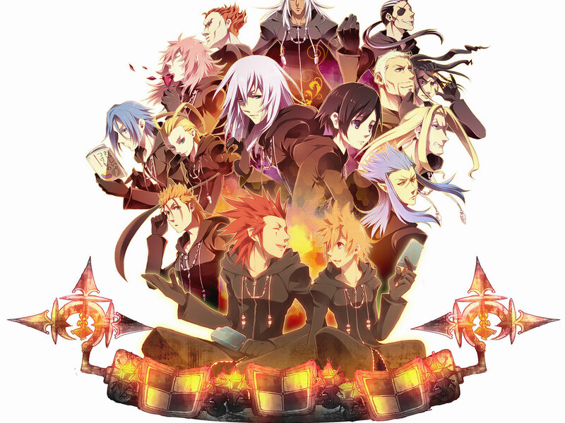 Group of Anime Characters — Black, Dramatic, Swords, Fire