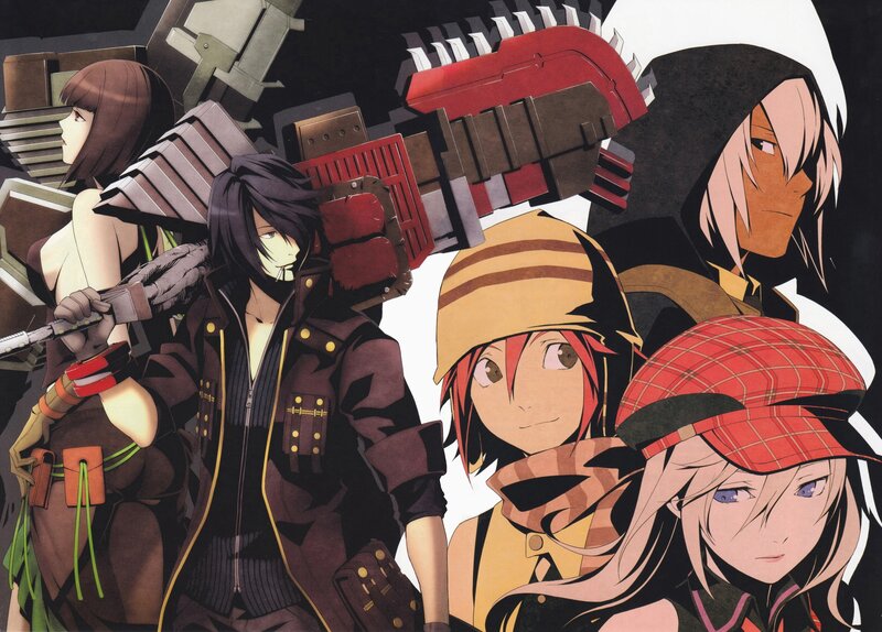 Group of Anime Characters — Black, Dramatic, Weapons, Hats