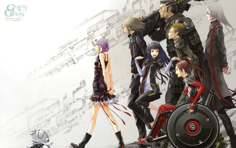 Group of Anime Characters — Black, Dramatic, Wheelchair, Robot