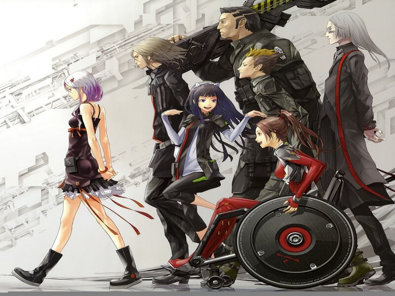 Group of Anime Characters — Black, Dramatic, Wheelchair